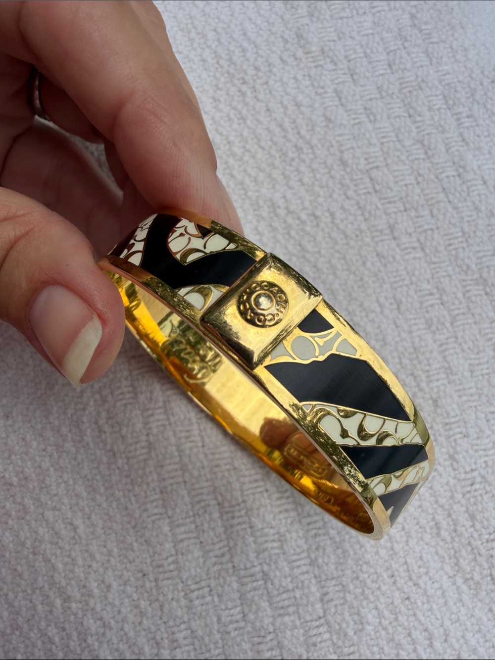 Coach Gold and Black Enamel Women’s Bangle Bracelet